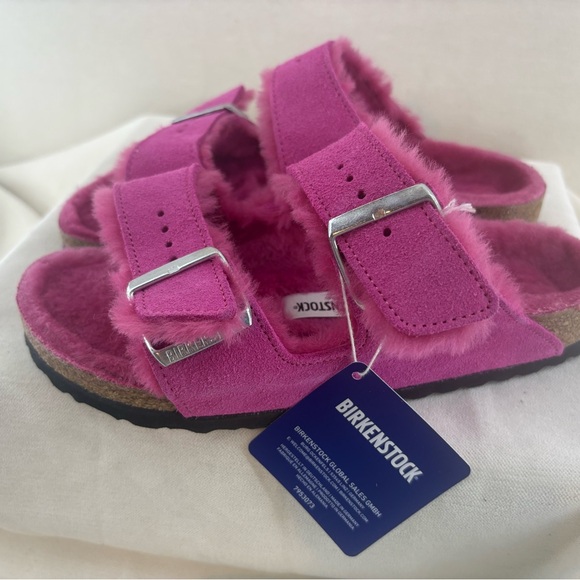 Birkenstock Shoes - Birkenstock Arizona Shearling in Fushsua Tulip Sandals size 37/6  narrow NIB